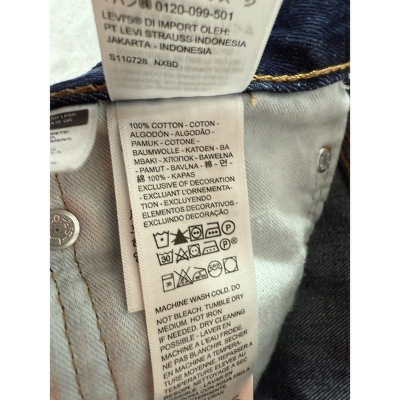 Levis 505 Jeans Mens 40x30 Blue Denim‎ Regular Fit Straight Leg Dark Wash - Picture 8 of 12